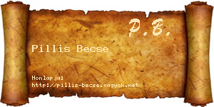 Pillis Becse névjegykártya